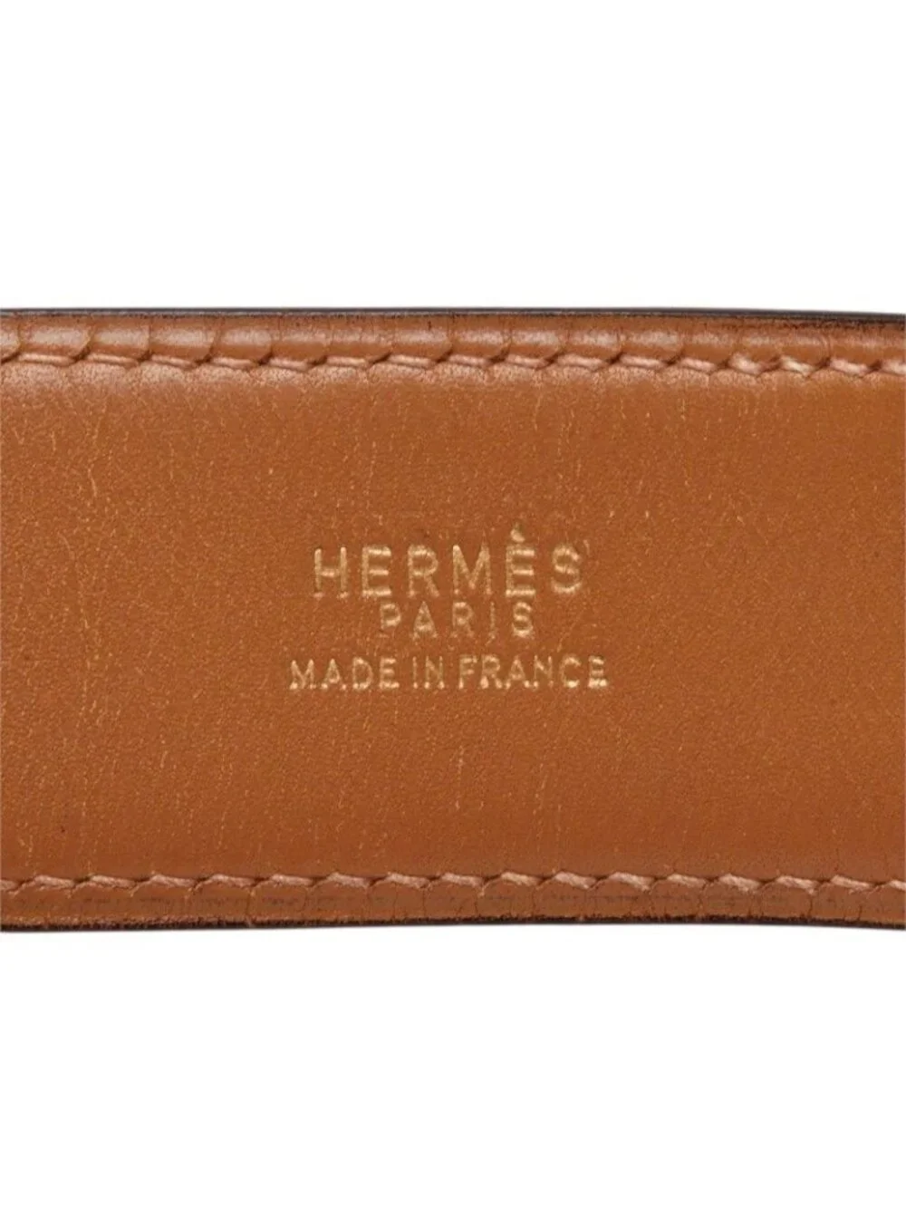 Hermes Belt Motif Buckle Brown Gold Leather
